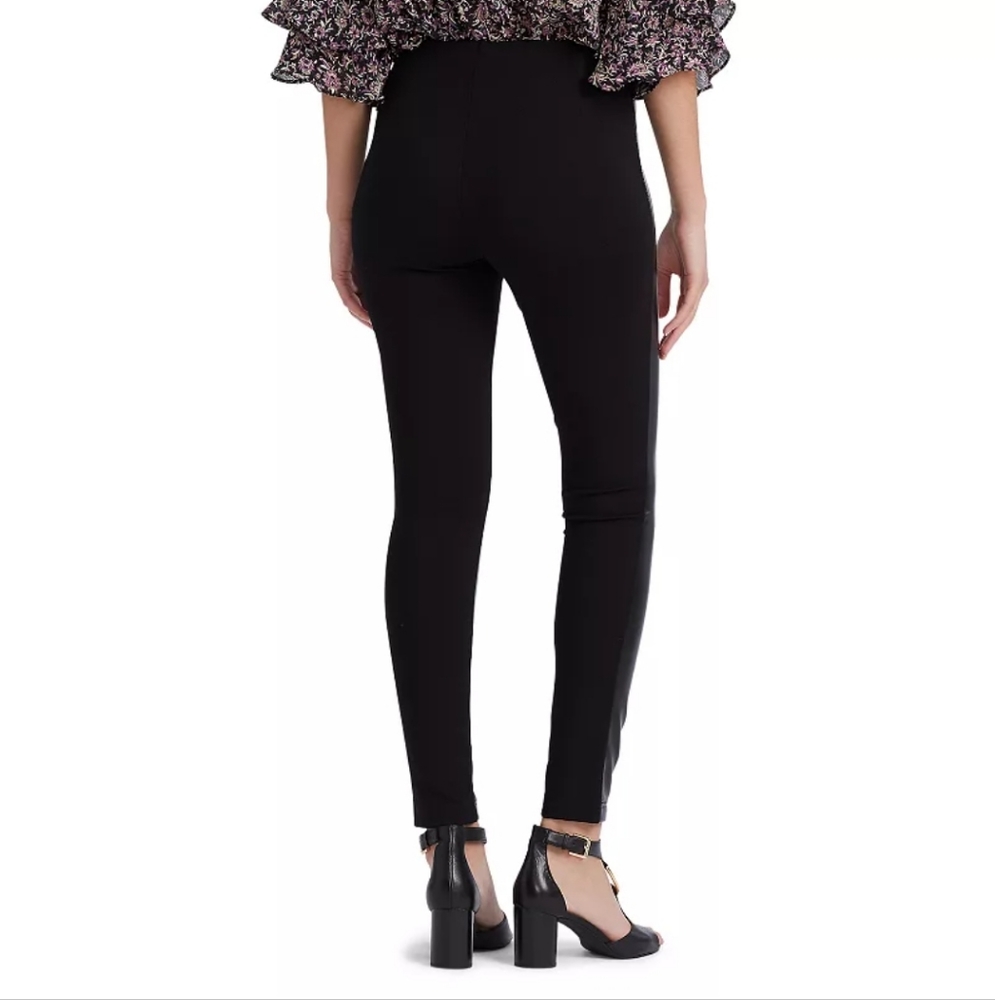 NWT Chaps 2X Black Faux Leather Ponte Leggings W-2490 - Picture 4 of 14